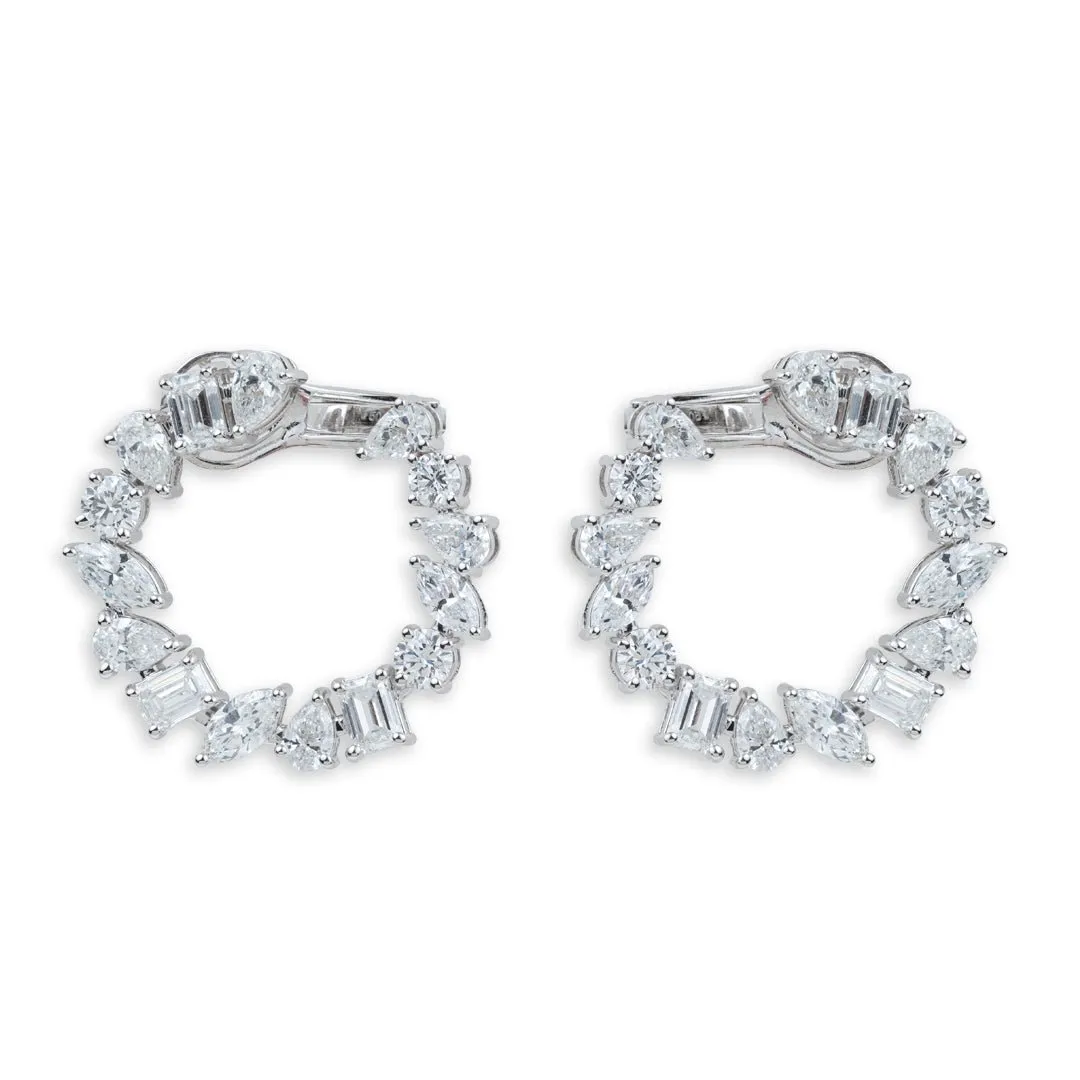 Multi-Cut Diamond Hoop Earrings
