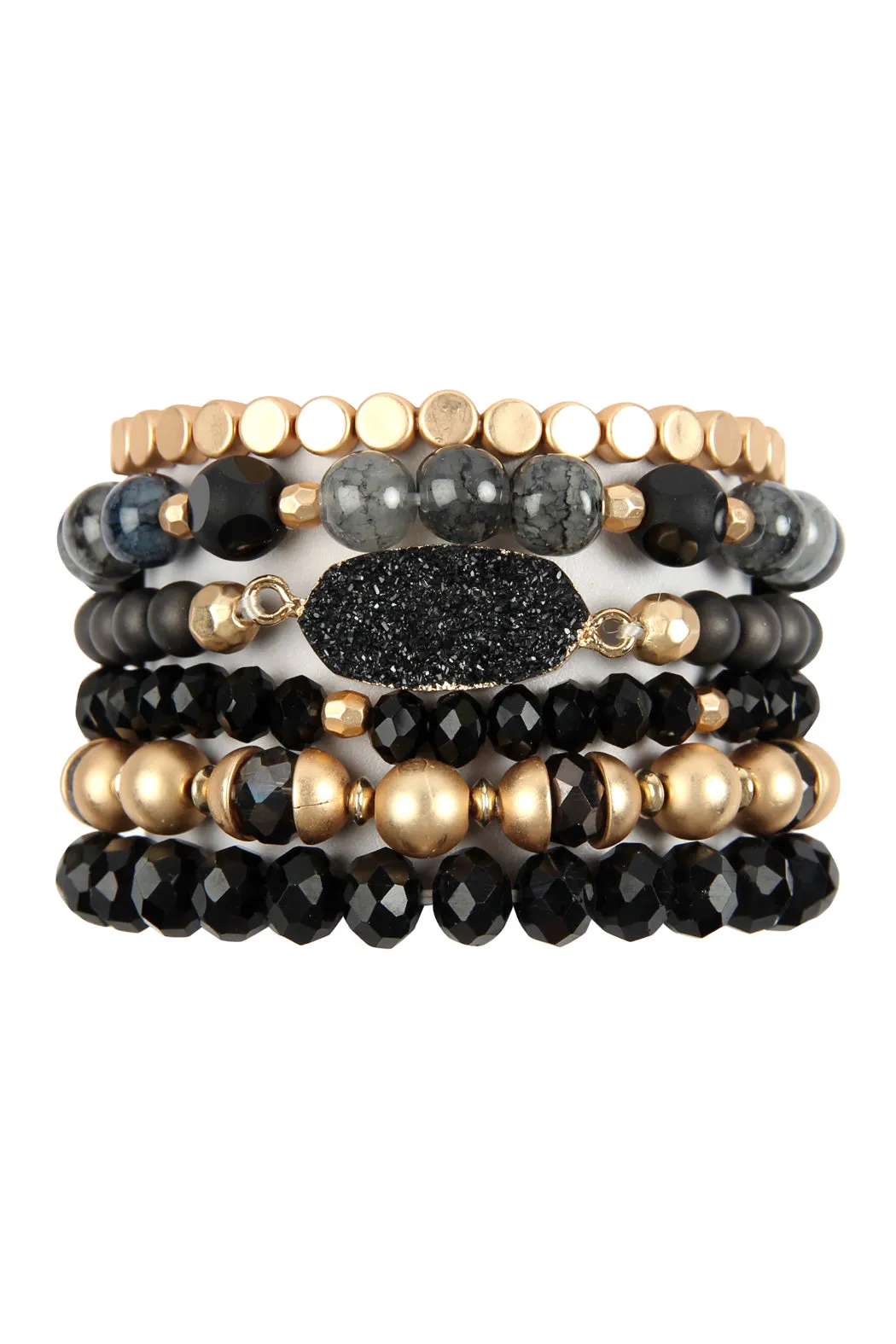 MULTI LINE DRUZY STONE CHARM BRACELET