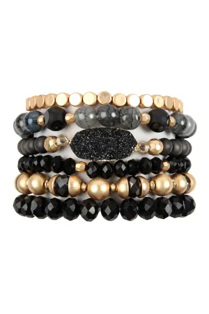 MULTI LINE DRUZY STONE CHARM BRACELET