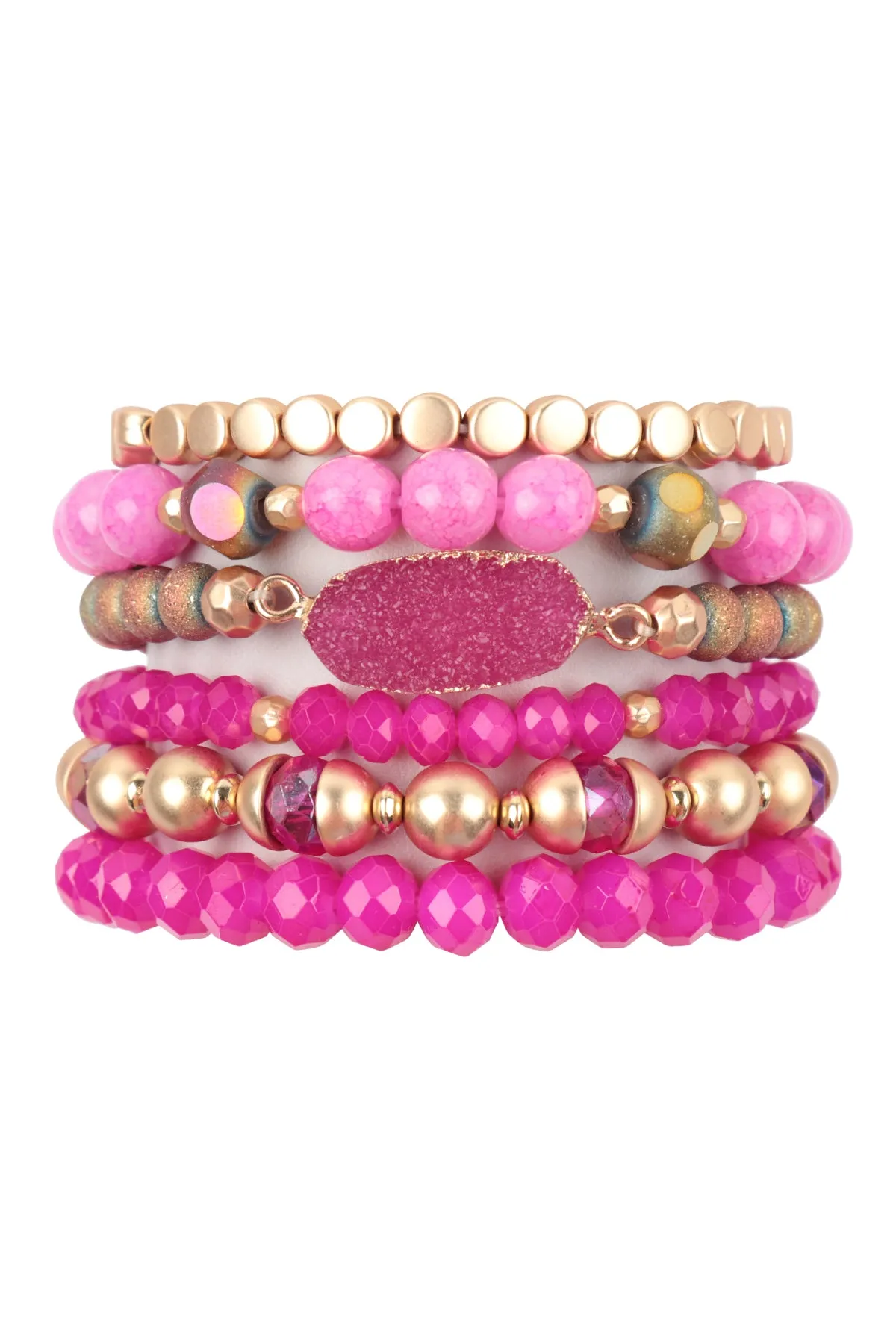 MULTI LINE DRUZY STONE CHARM BRACELET