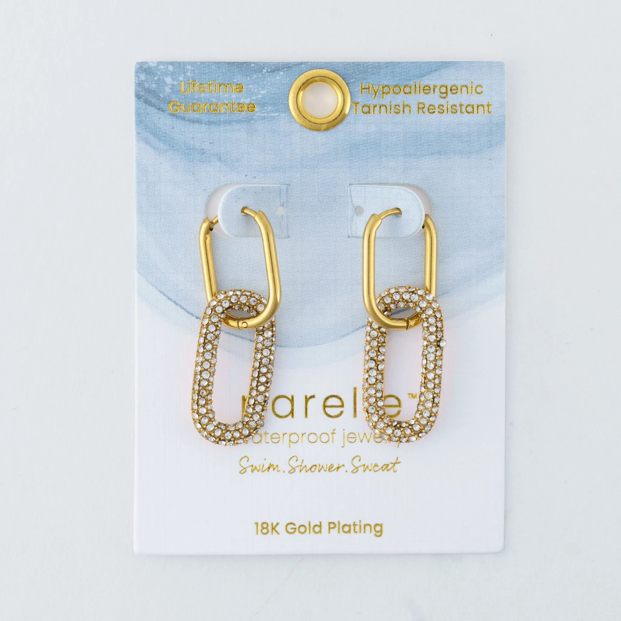 Narelle Waterproof Pave Linked Hoop Earrings