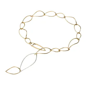 Navettes 18K Yellow & White Gold Diamond Oval Long Link Necklace