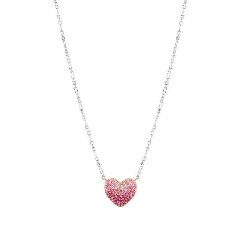 Nomination Crysalis Necklace, Heart, Pink Cubic Zirconia, Silver