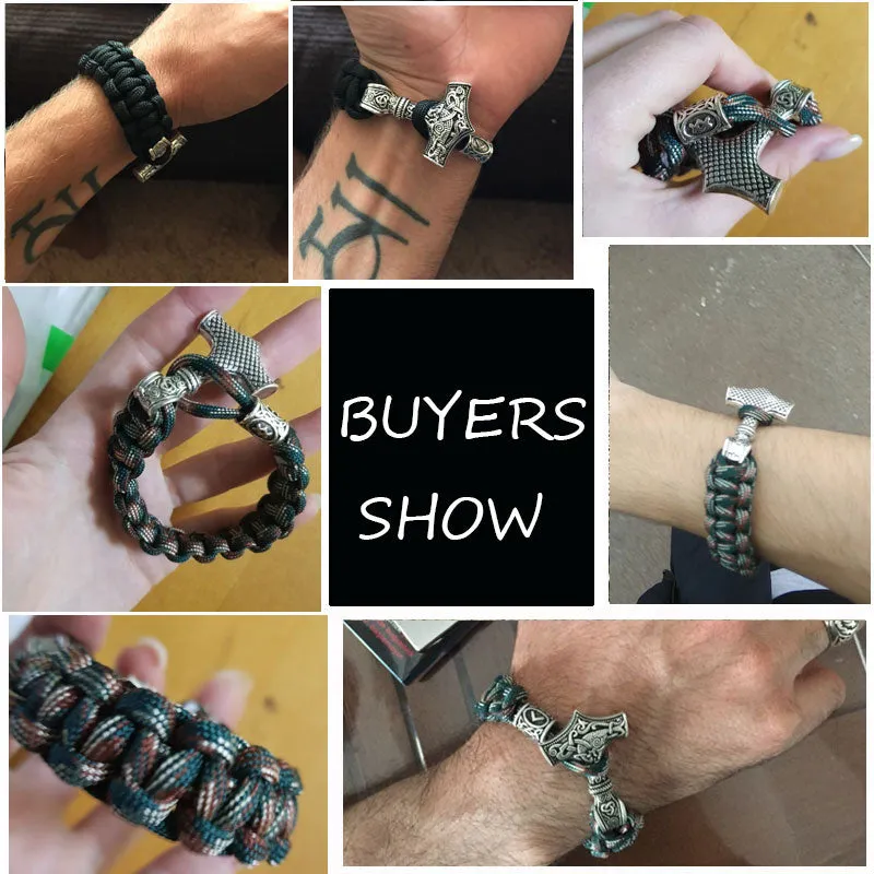 Norse Viking Thor Mjolnir Hammer Amulet Runes Bangles Gift