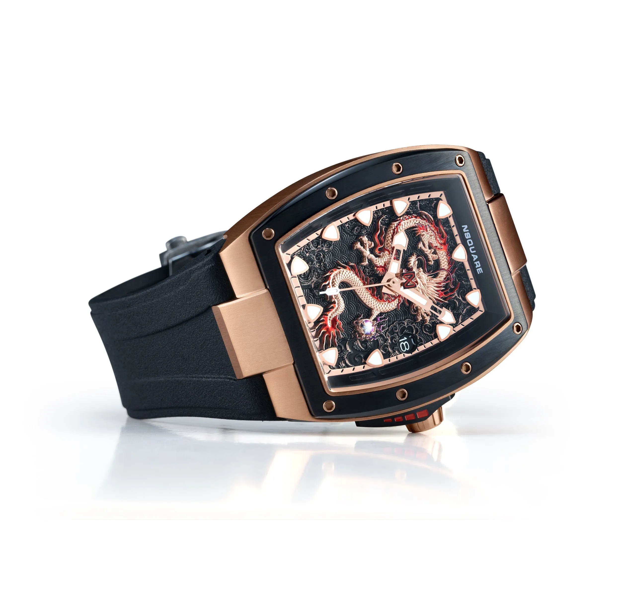 Nsquare Dragon Overloed Automatic 44mm Rose Gold Black