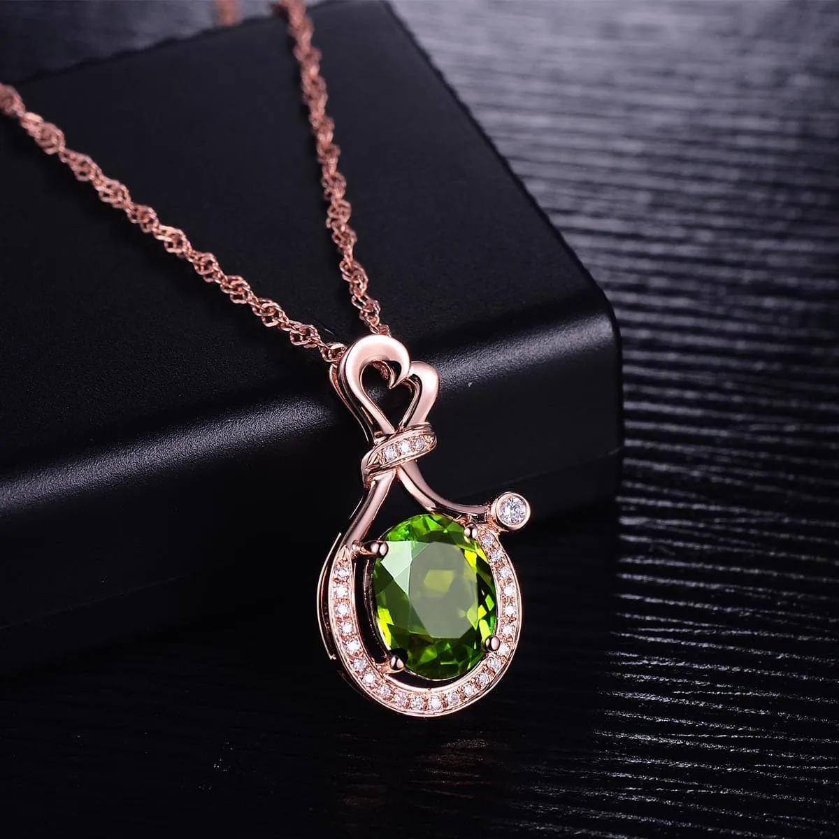 Olive Crystal & Cubic Zirconia 18K Rose Gold-Plated Wallet Pendant Necklace