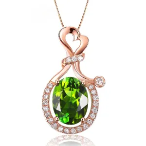 Olive Crystal & Cubic Zirconia 18K Rose Gold-Plated Wallet Pendant Necklace