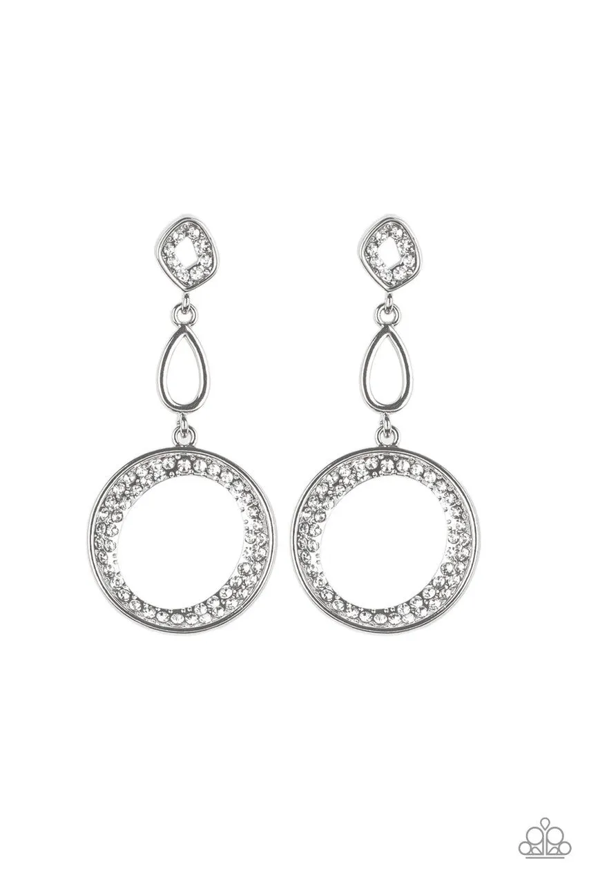 On the Glamour Scene White Paparazzi Earrings