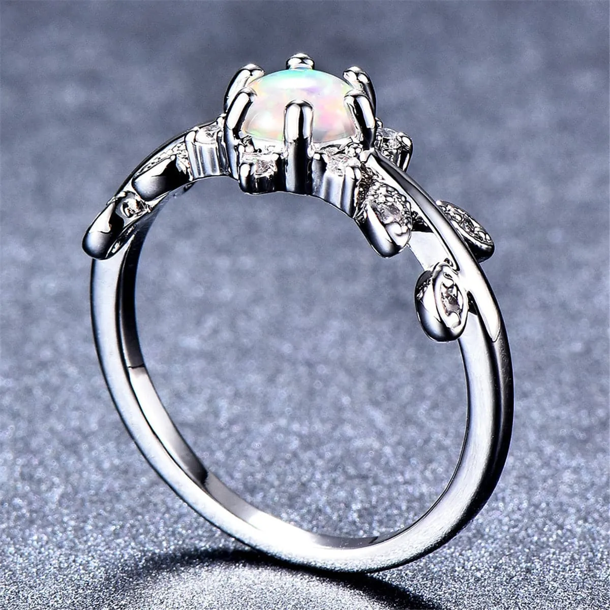 Opal & Cubic Zirconia Botany Ring