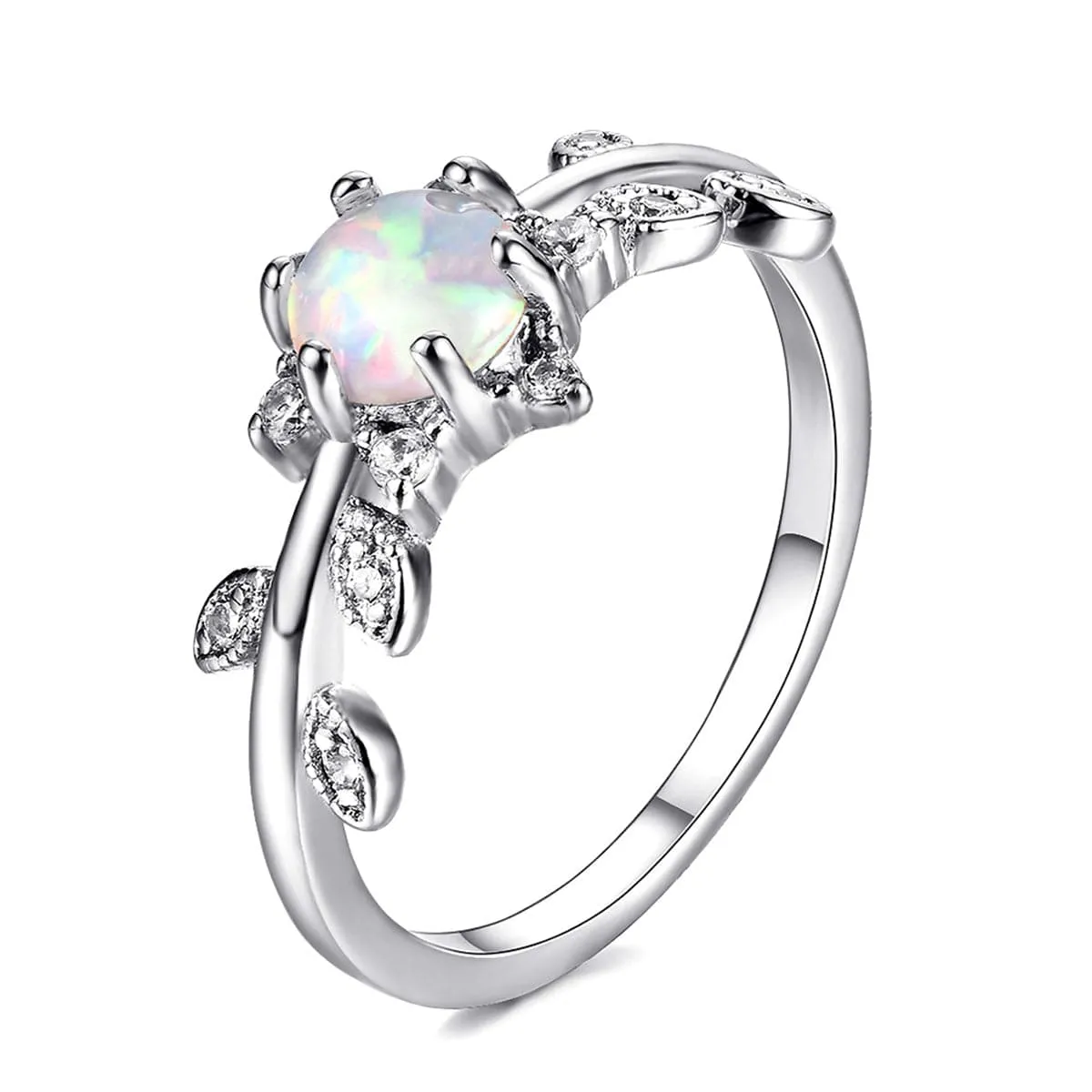 Opal & Cubic Zirconia Botany Ring