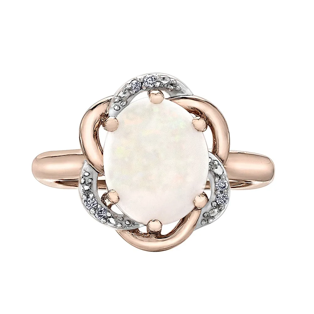 Opal and Diamond Ring in Rose Gold