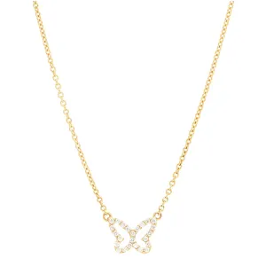 Open 14K Yellow Gold Butterfly Diamond Pavé Pendant Necklace