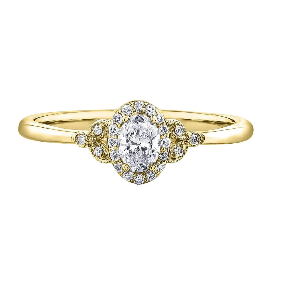 Oval Canadian Diamond Ring with Halo