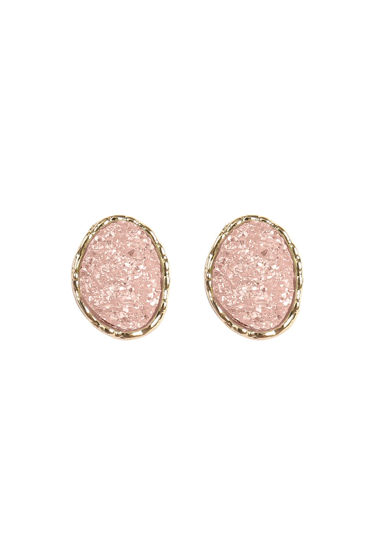 OVAL DRUZY STONE POST EARRINGS
