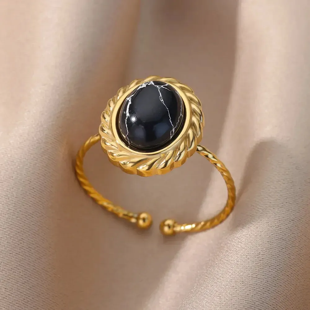 Oval Natural Stone Rings