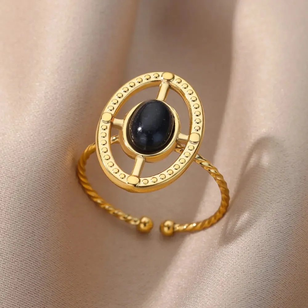 Oval Natural Stone Rings