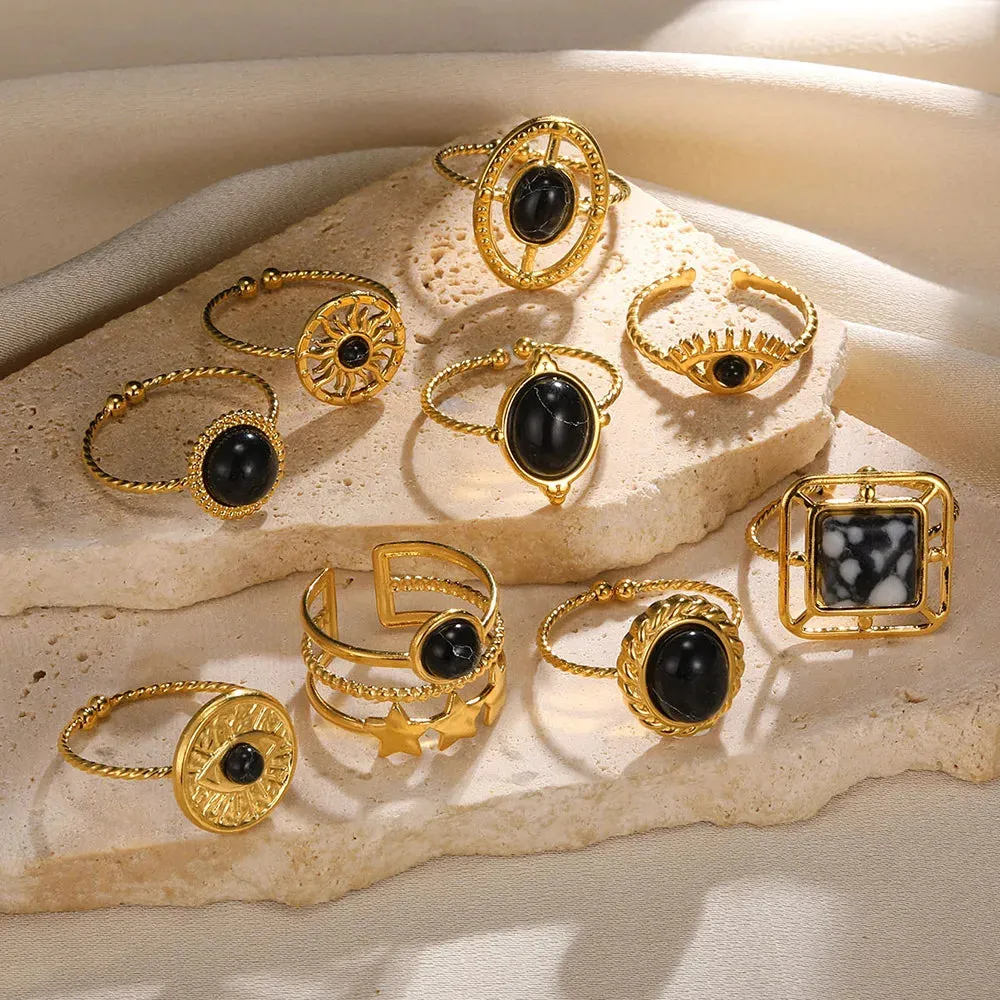 Oval Natural Stone Rings