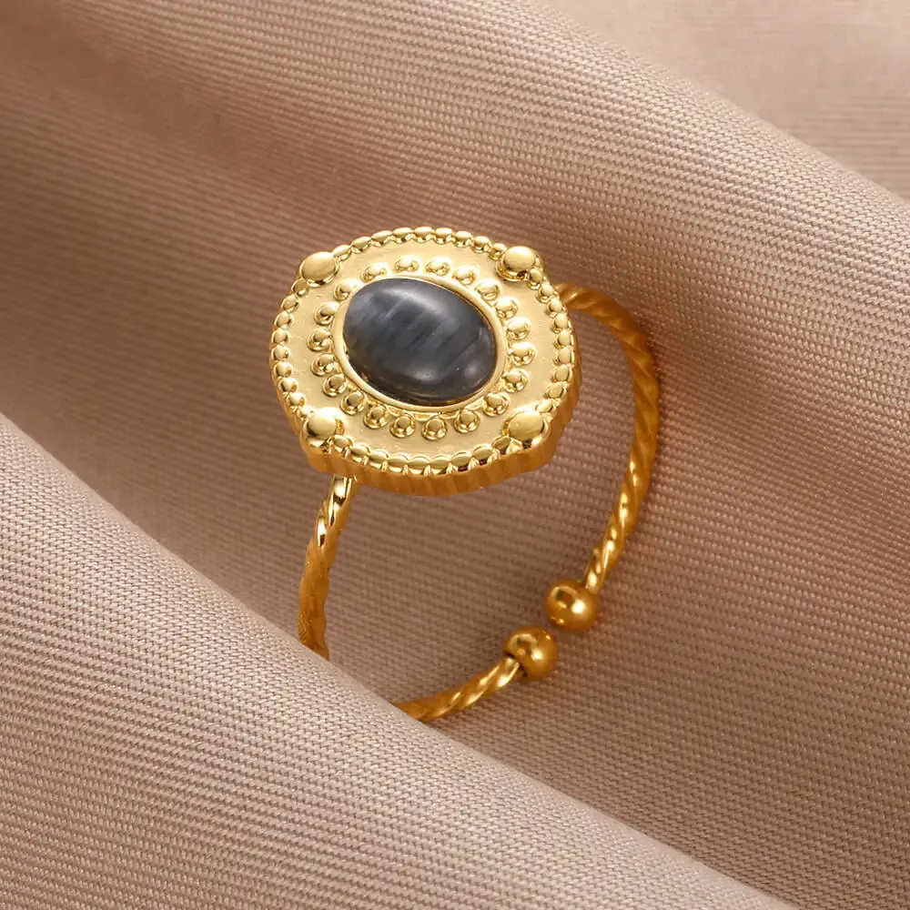 Oval Natural Stone Rings