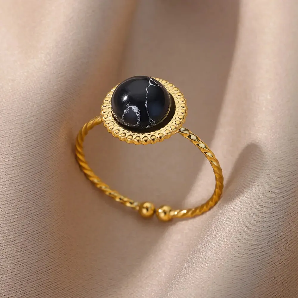 Oval Natural Stone Rings