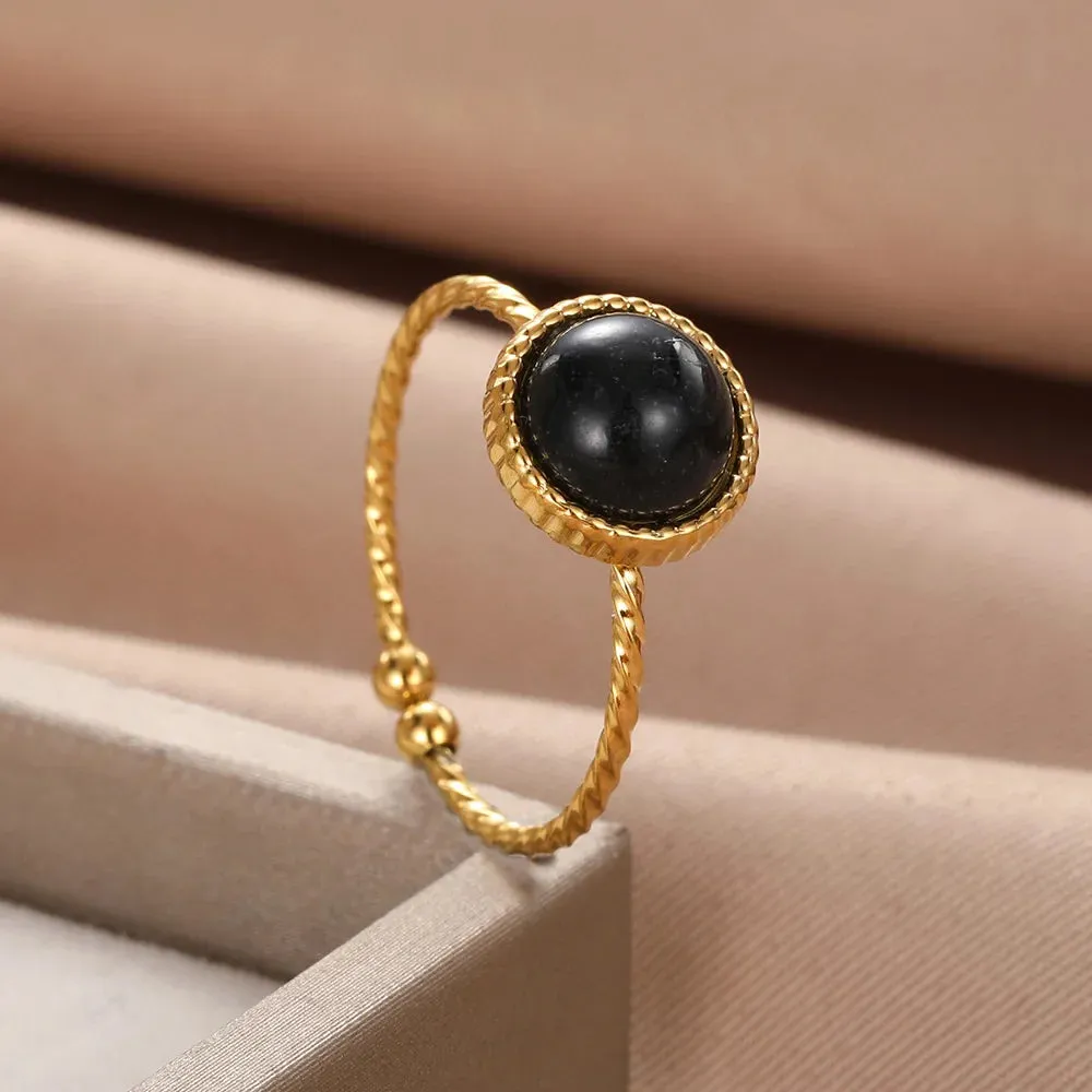 Oval Natural Stone Rings