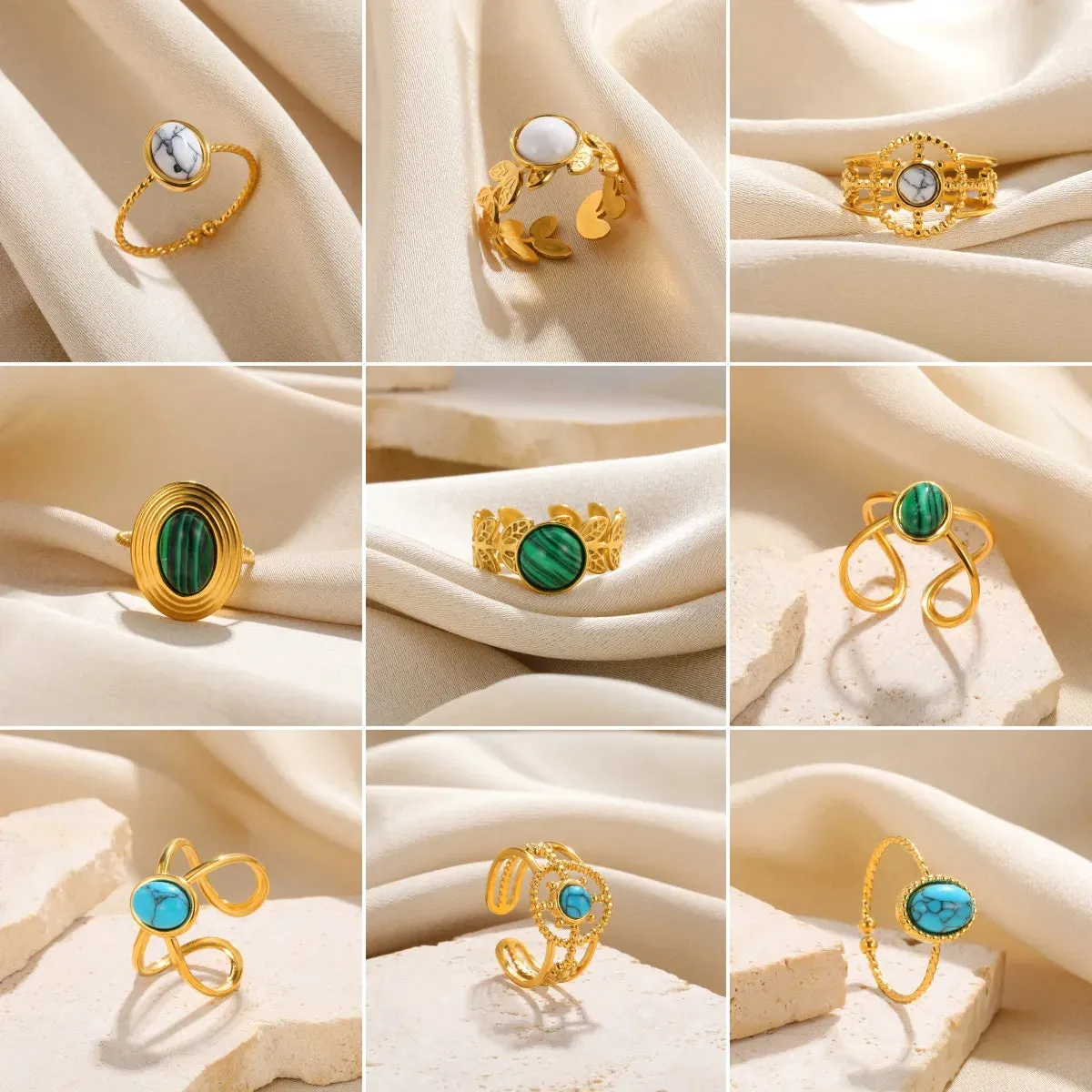 Oval Natural Stone Rings