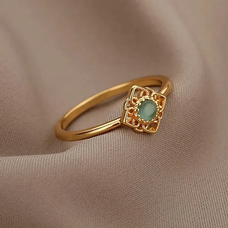 Oval Natural Stone Rings