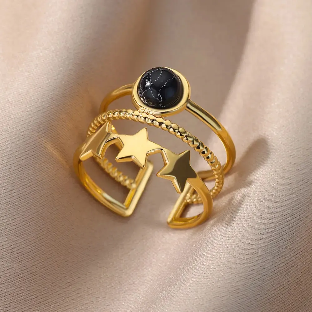 Oval Natural Stone Rings