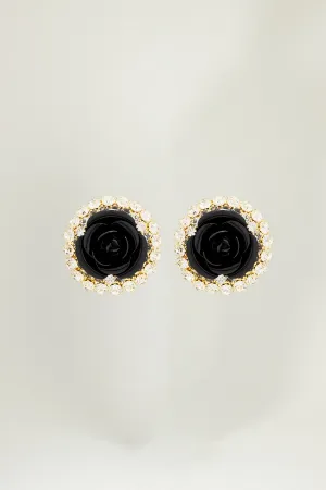 Oversized Strass Rose Earrings
