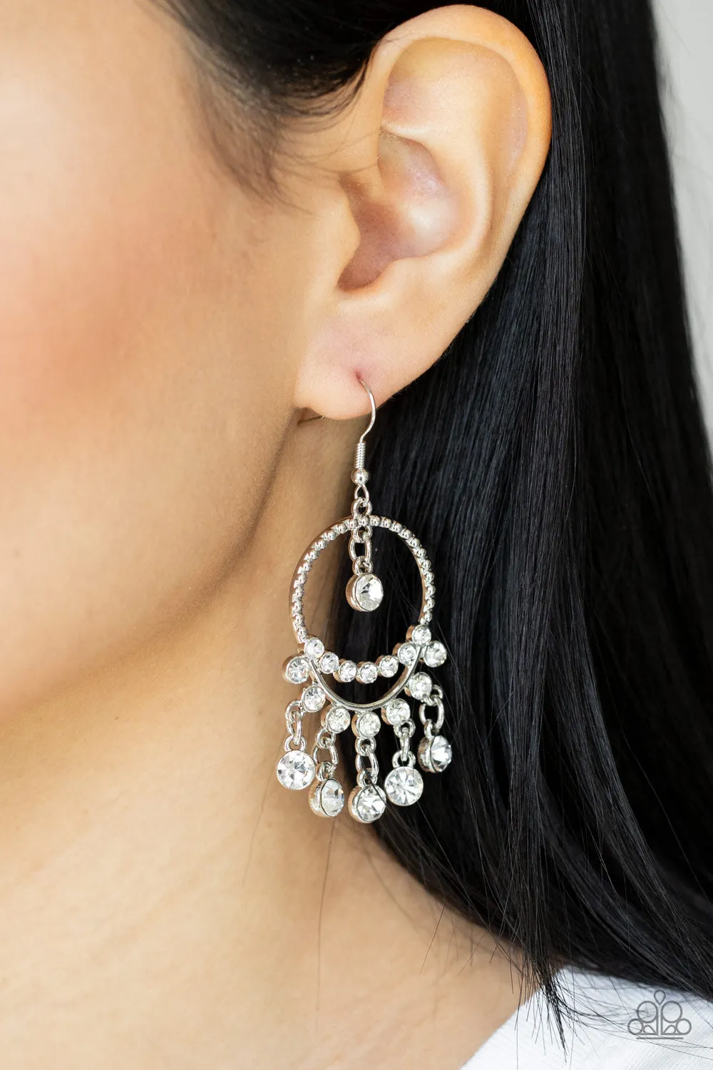 Paparazzi - Cosmic Chandeliers - White Earrings