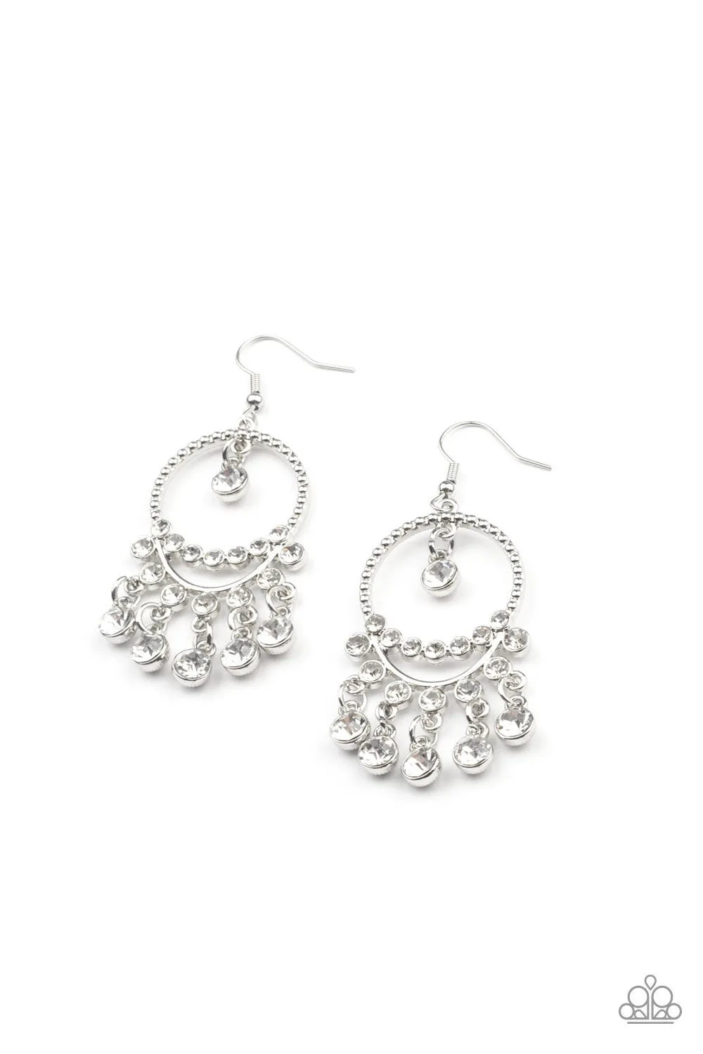 Paparazzi - Cosmic Chandeliers - White Earrings