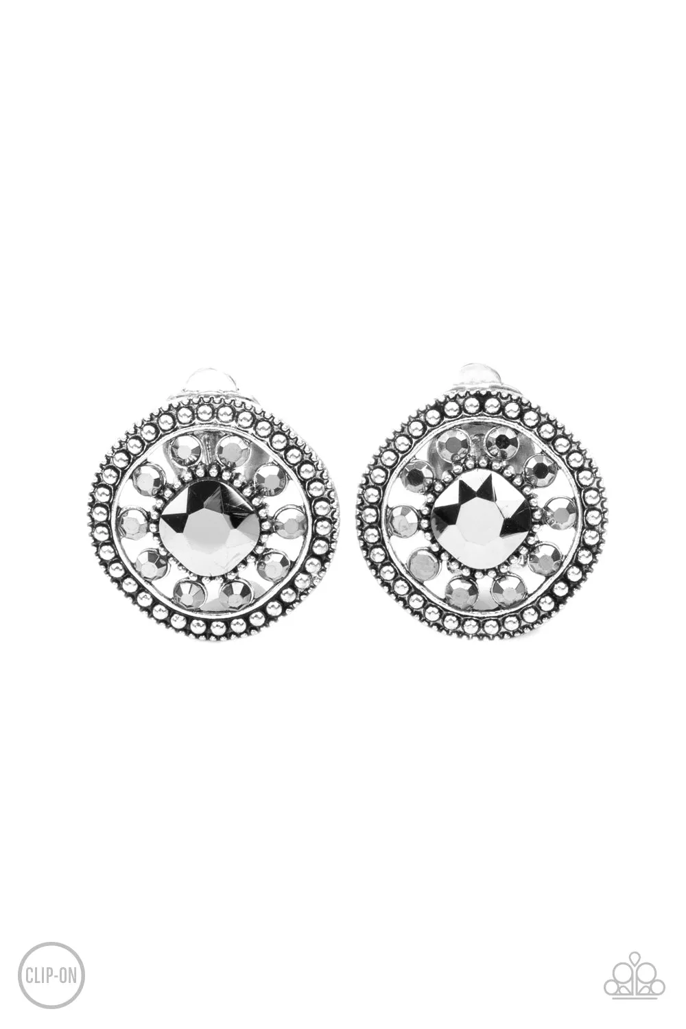 Paparazzi Dazzling Definition - Silver Clip-On Earrings