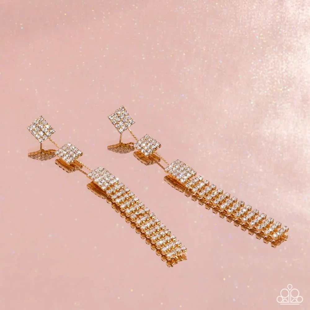 Paparazzi Fiercely Free-Falling - Gold Post Earrings