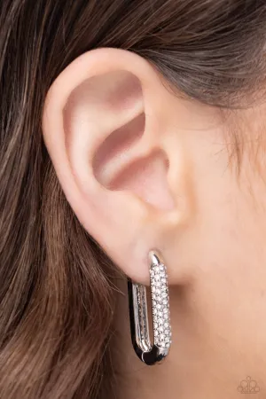 Paparazzi Generating Glitter - White Hoop Earrings
