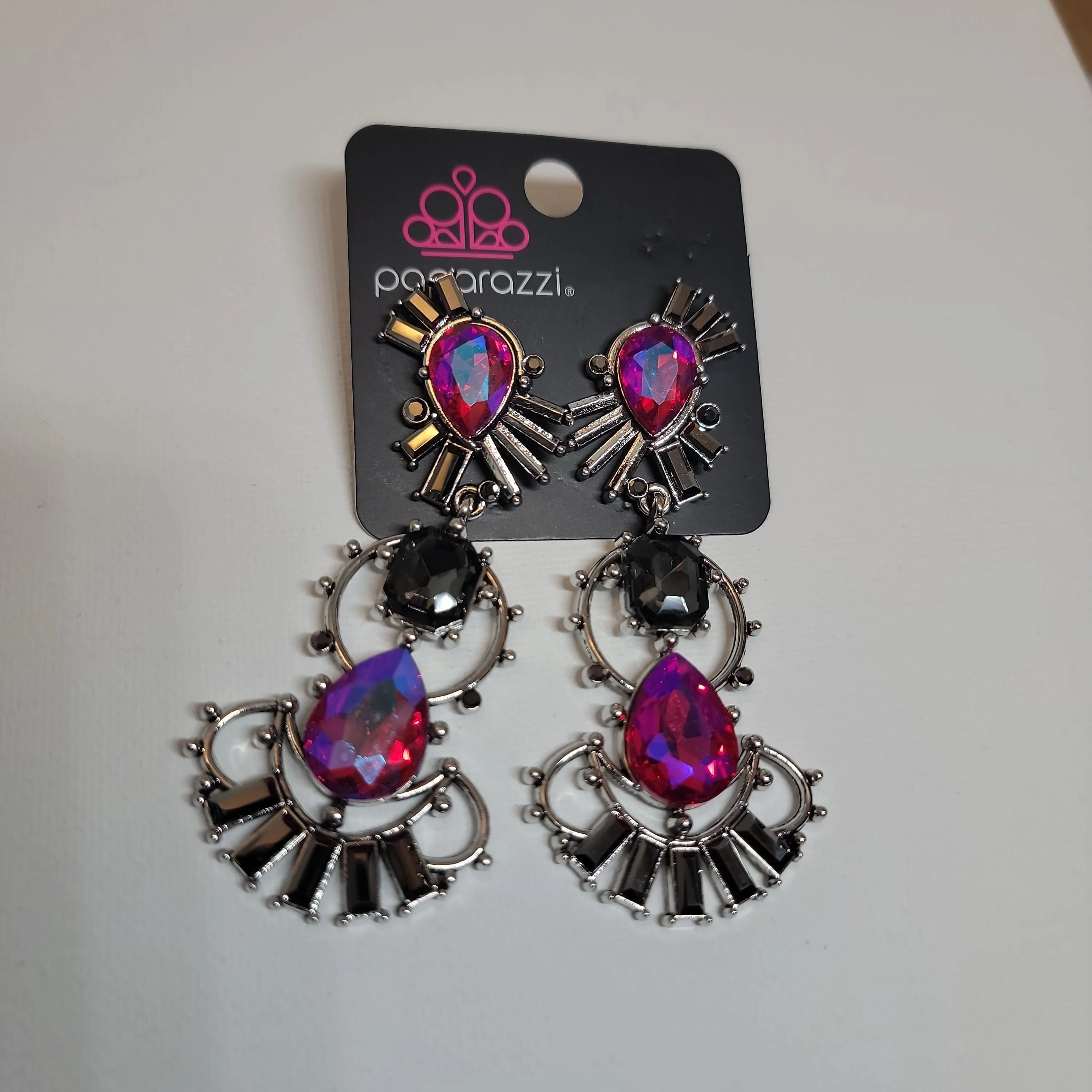 PAPARAZZI Pink Gray Jewel EARRINGS
