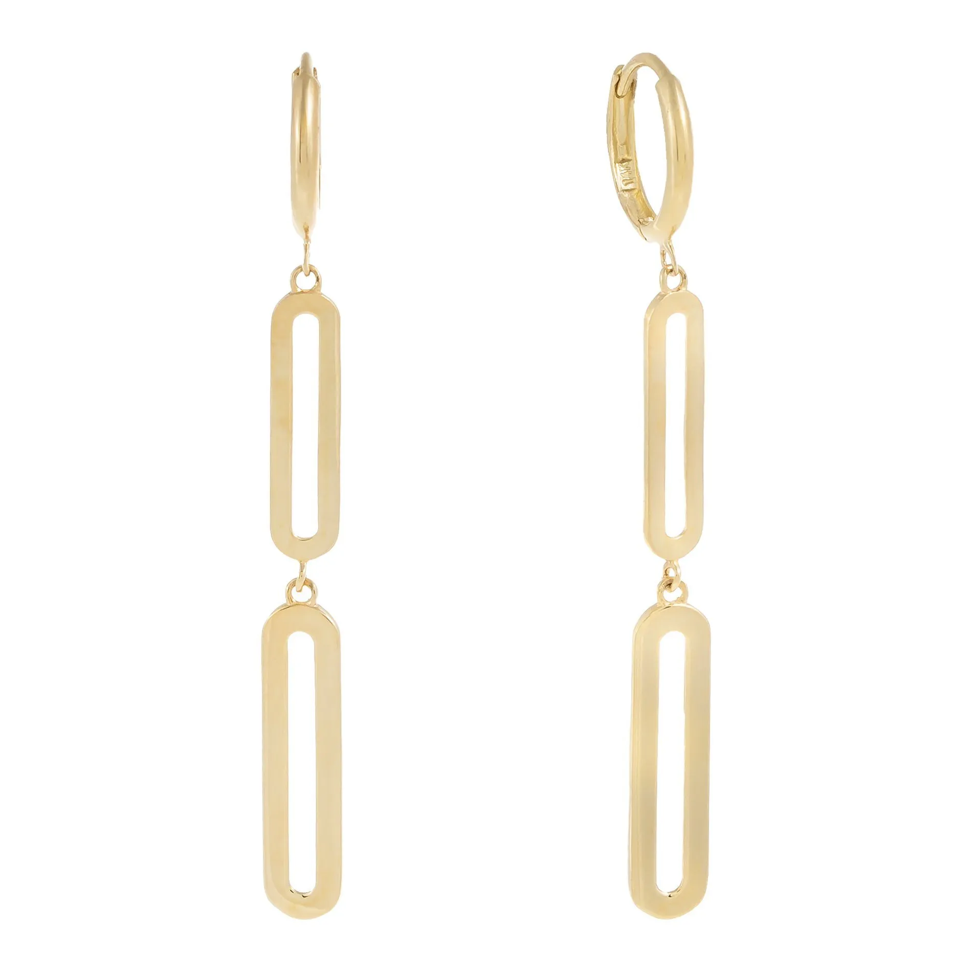 Paperclip Drop Huggie Earring 14K