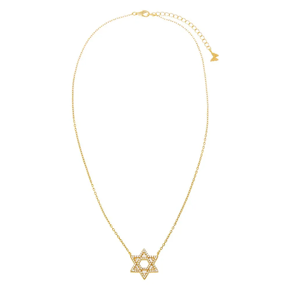 Pave Large Star Of David Pendant Necklace