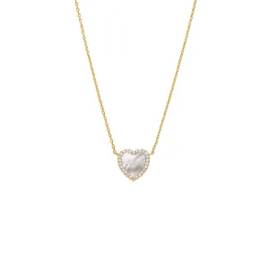 Pave Outline Colored Stone Heart Pendant Necklace