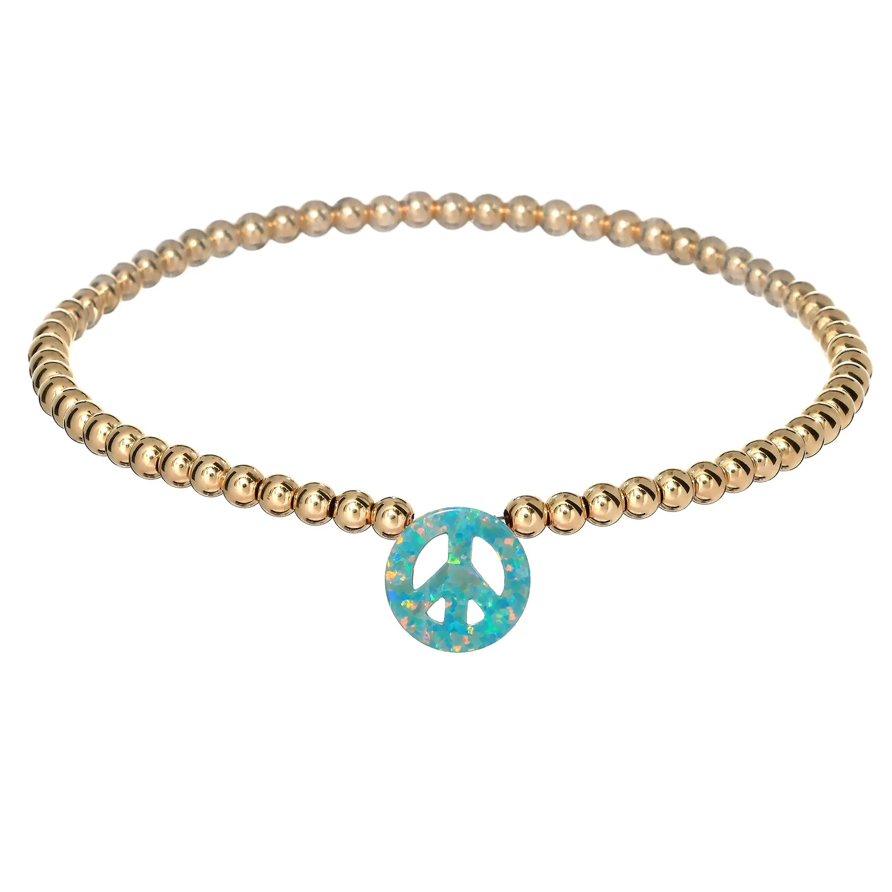 PEACE SIGN | Opal Charm and 14K Gold Filled Beads Bracelet