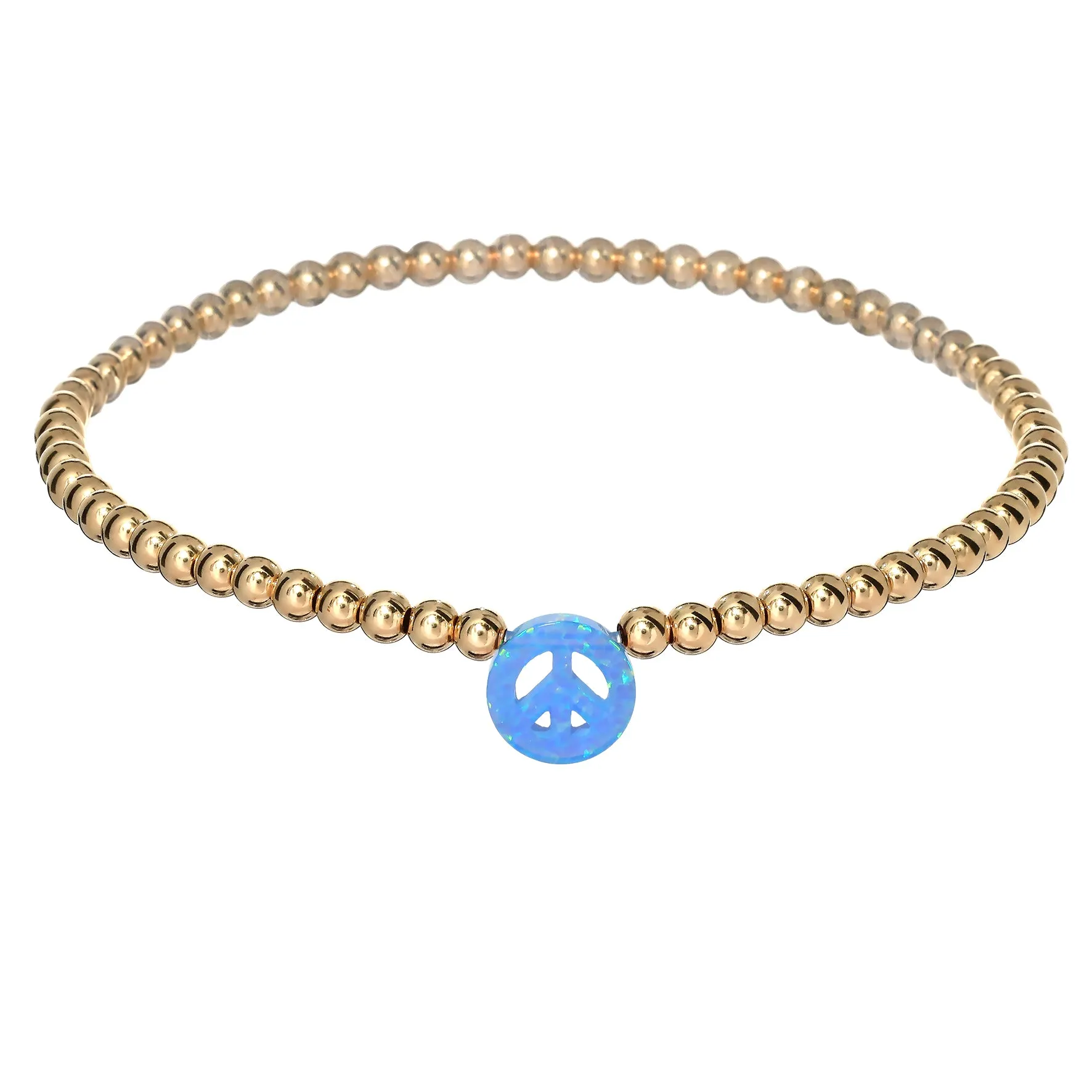 PEACE SIGN | Opal Charm and 14K Gold Filled Beads Bracelet
