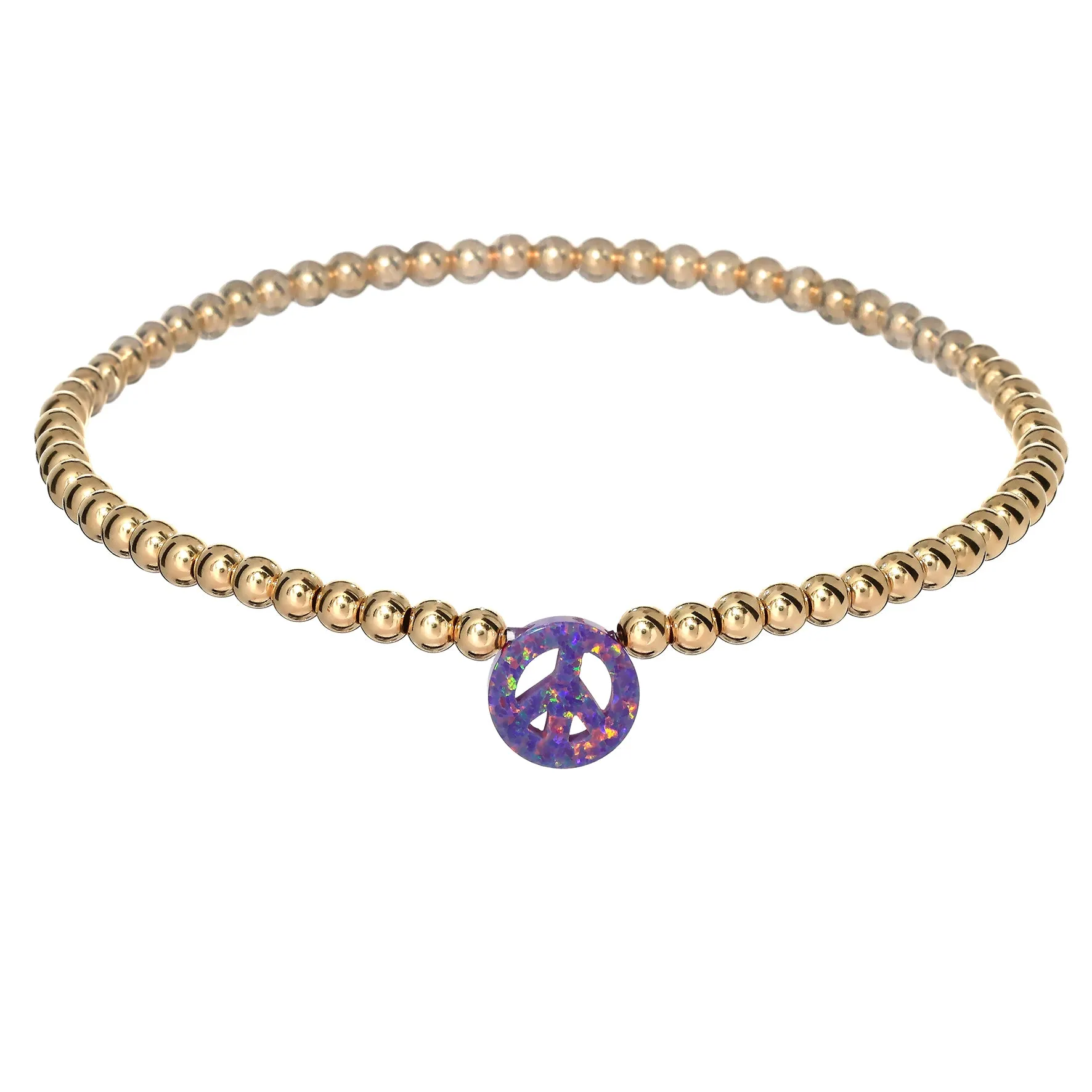 PEACE SIGN | Opal Charm and 14K Gold Filled Beads Bracelet