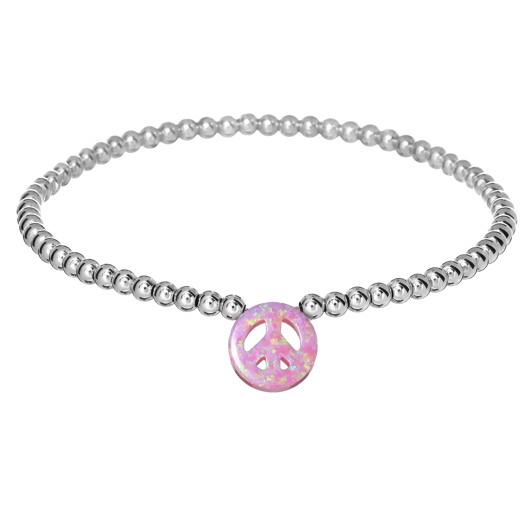 PEACE SIGN | Opal Charm and 14K Gold Filled Beads Bracelet