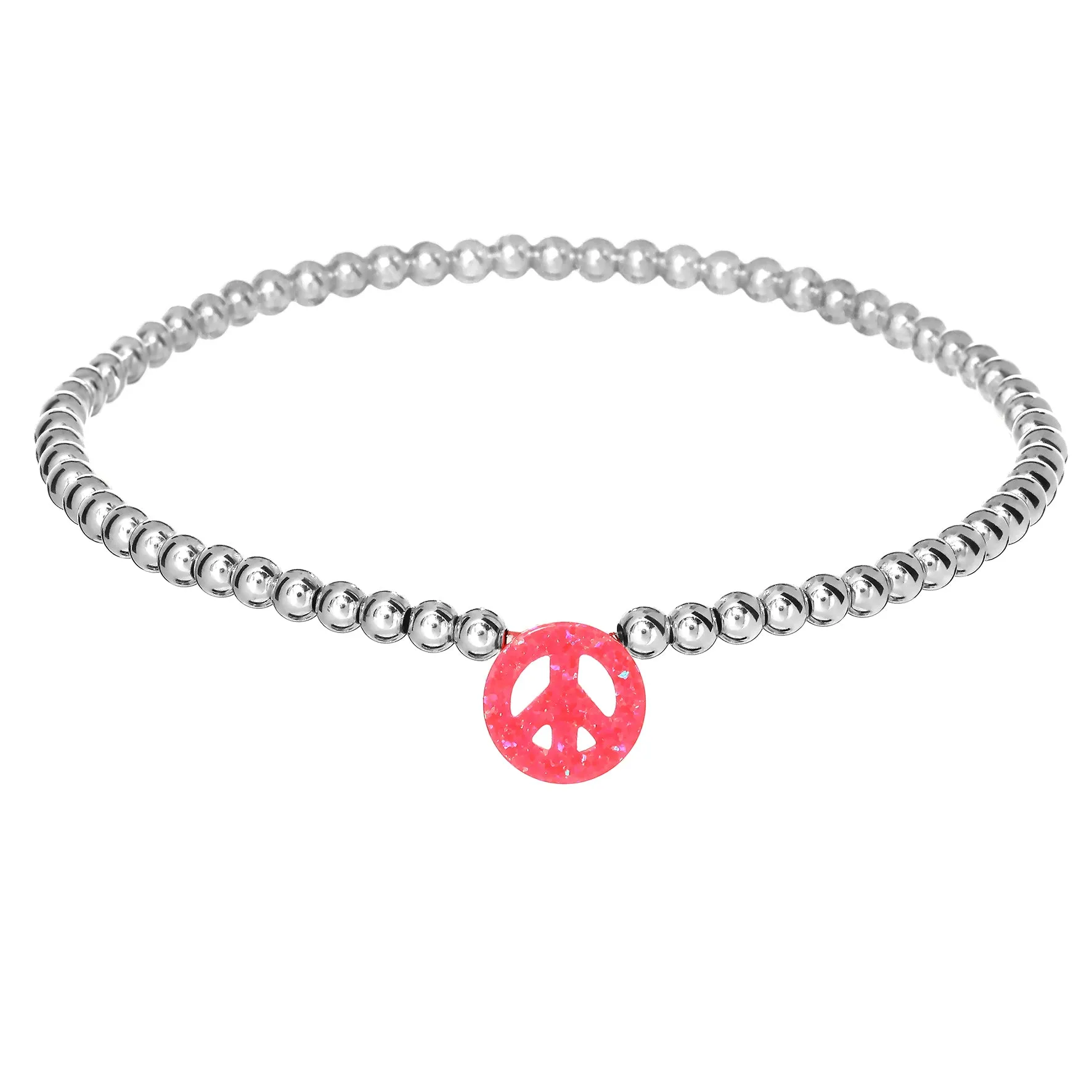 PEACE SIGN | Opal Charm and 14K Gold Filled Beads Bracelet