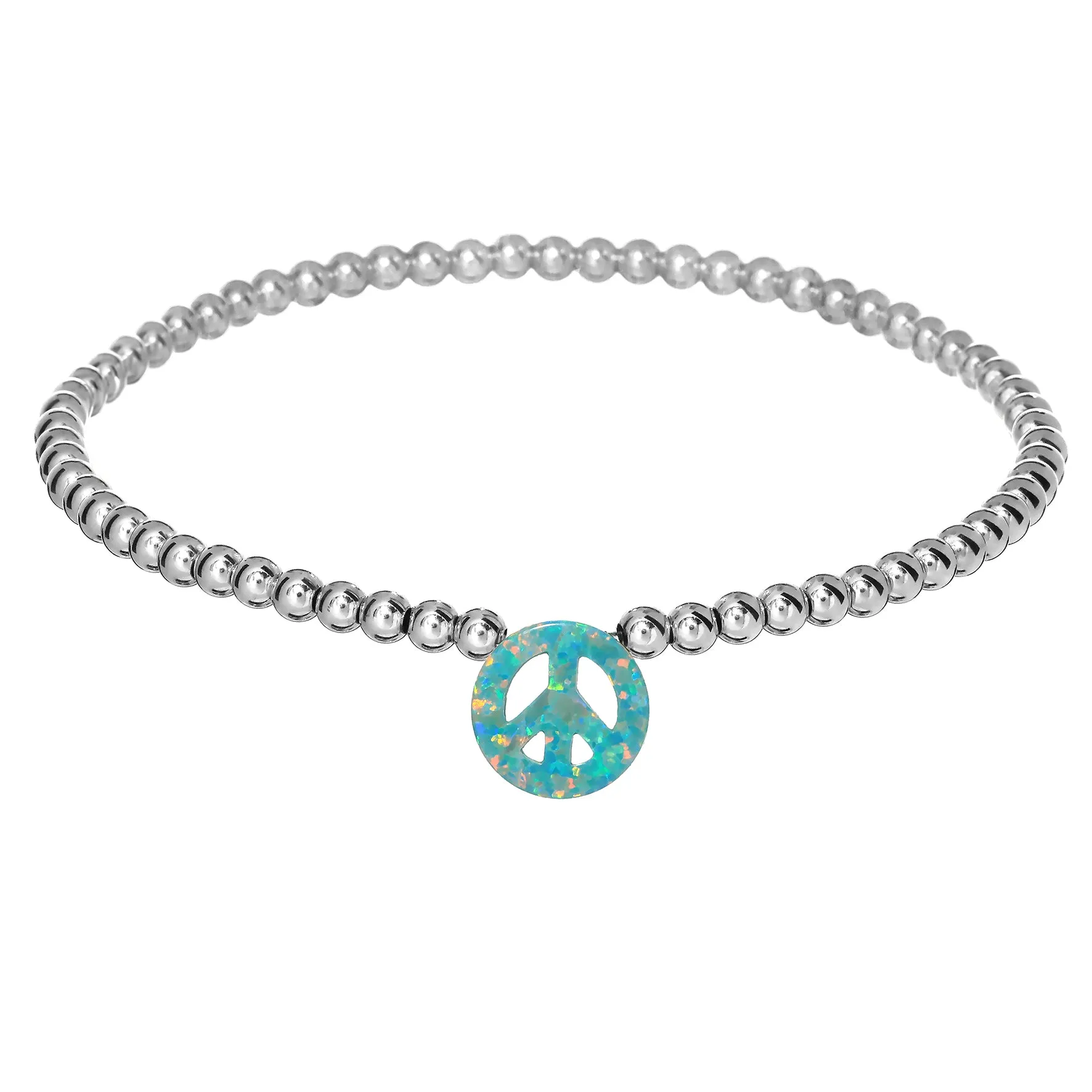 PEACE SIGN | Opal Charm and 14K Gold Filled Beads Bracelet