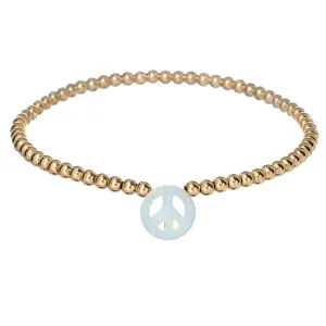 PEACE SIGN | Opal Charm and 14K Gold Filled Beads Bracelet