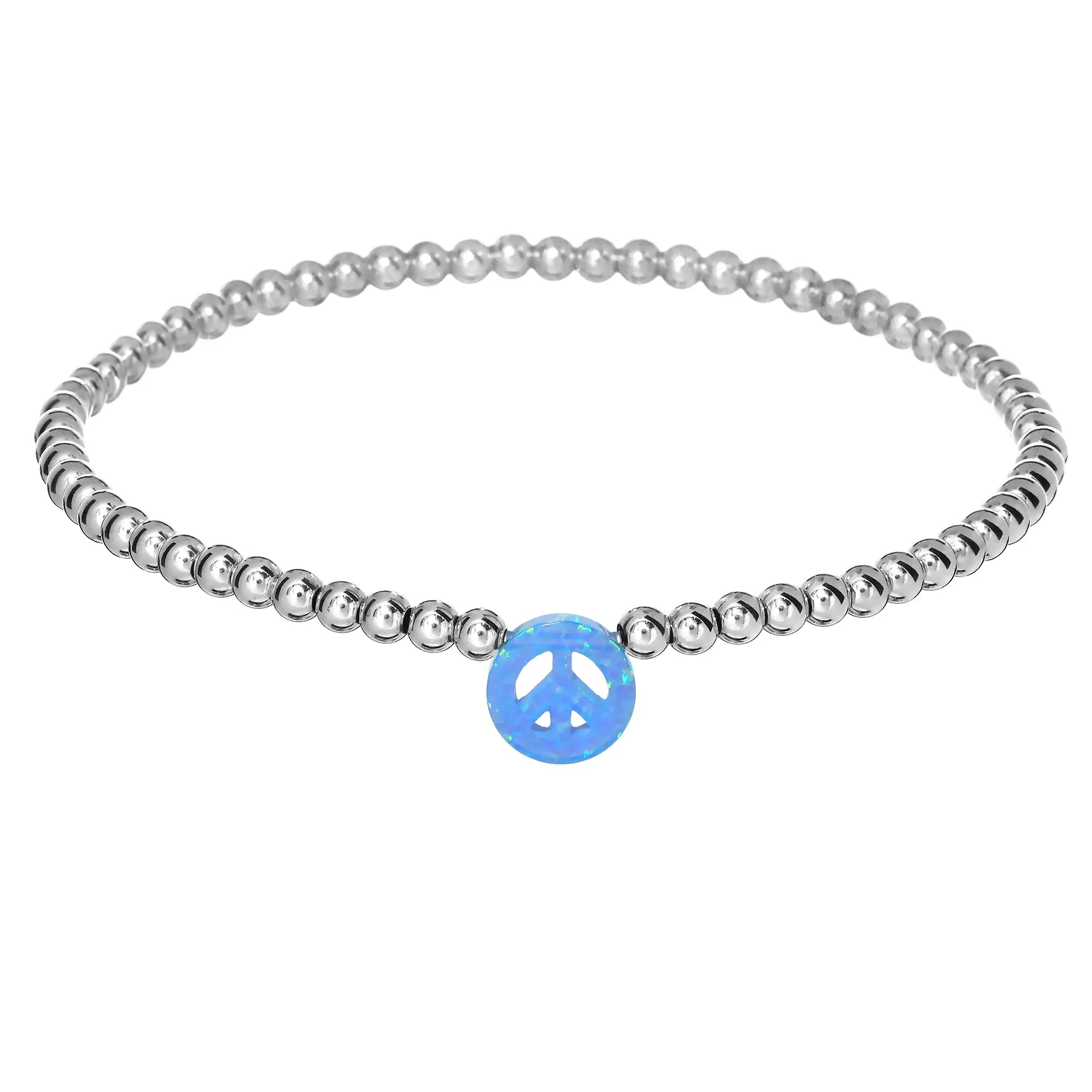 PEACE SIGN | Opal Charm and 14K Gold Filled Beads Bracelet