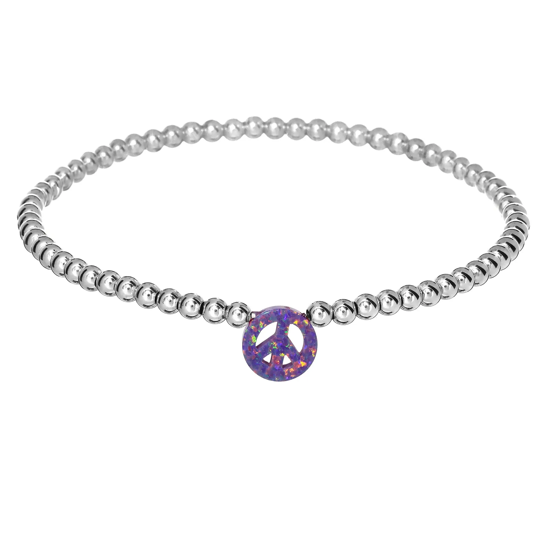 PEACE SIGN | Opal Charm and 14K Gold Filled Beads Bracelet