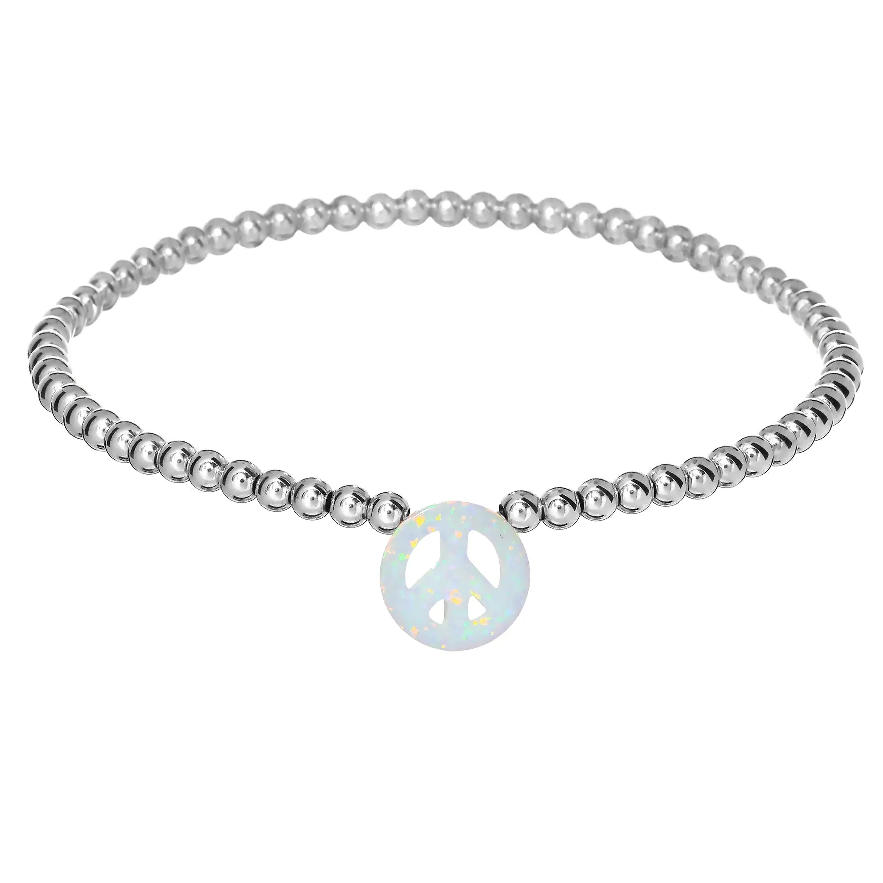 PEACE SIGN | Opal Charm and 14K Gold Filled Beads Bracelet