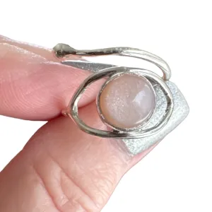 Peach Moonstone Solid 925 Sterling Silver Ring Adj