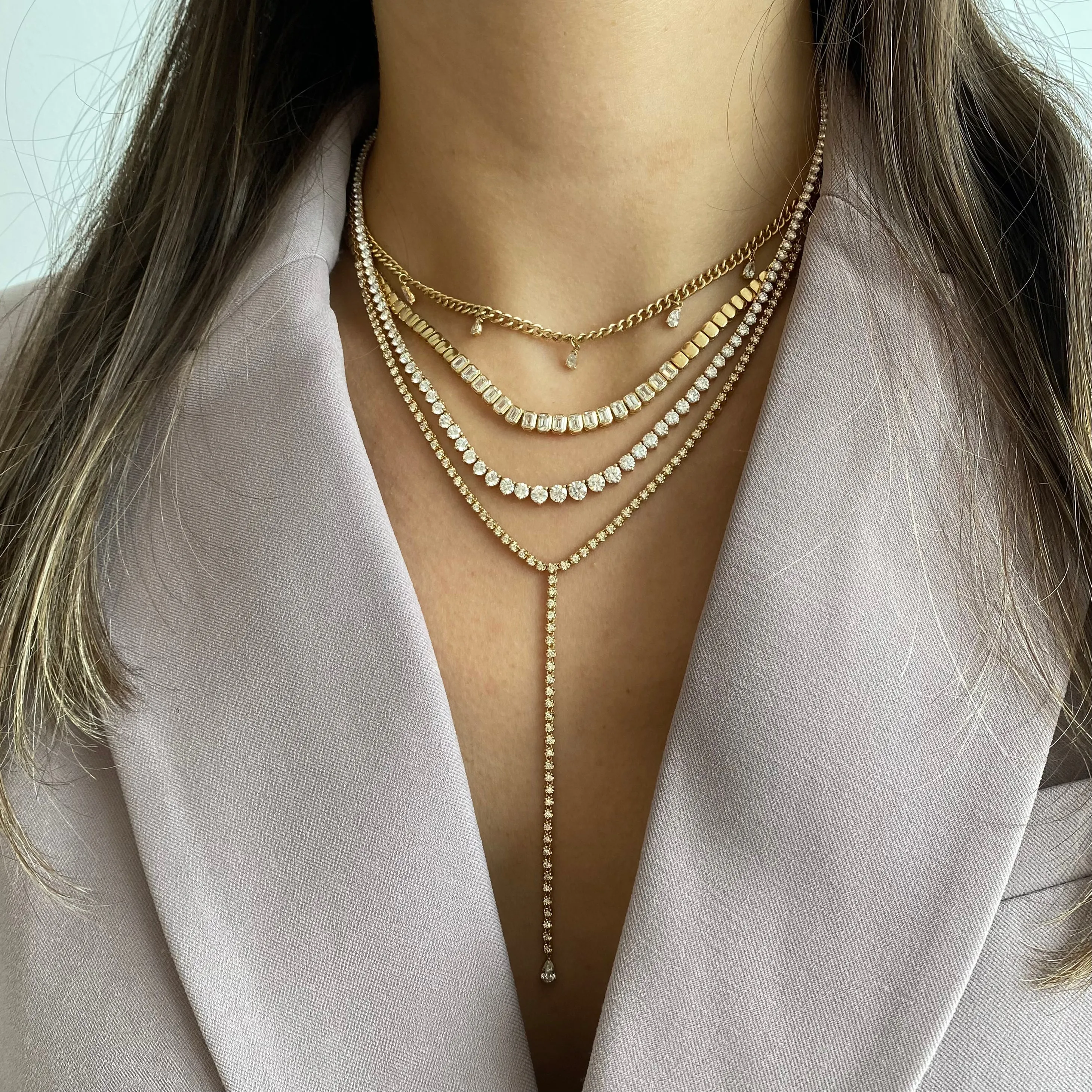 Pear Drop Lariat Tennis Necklace