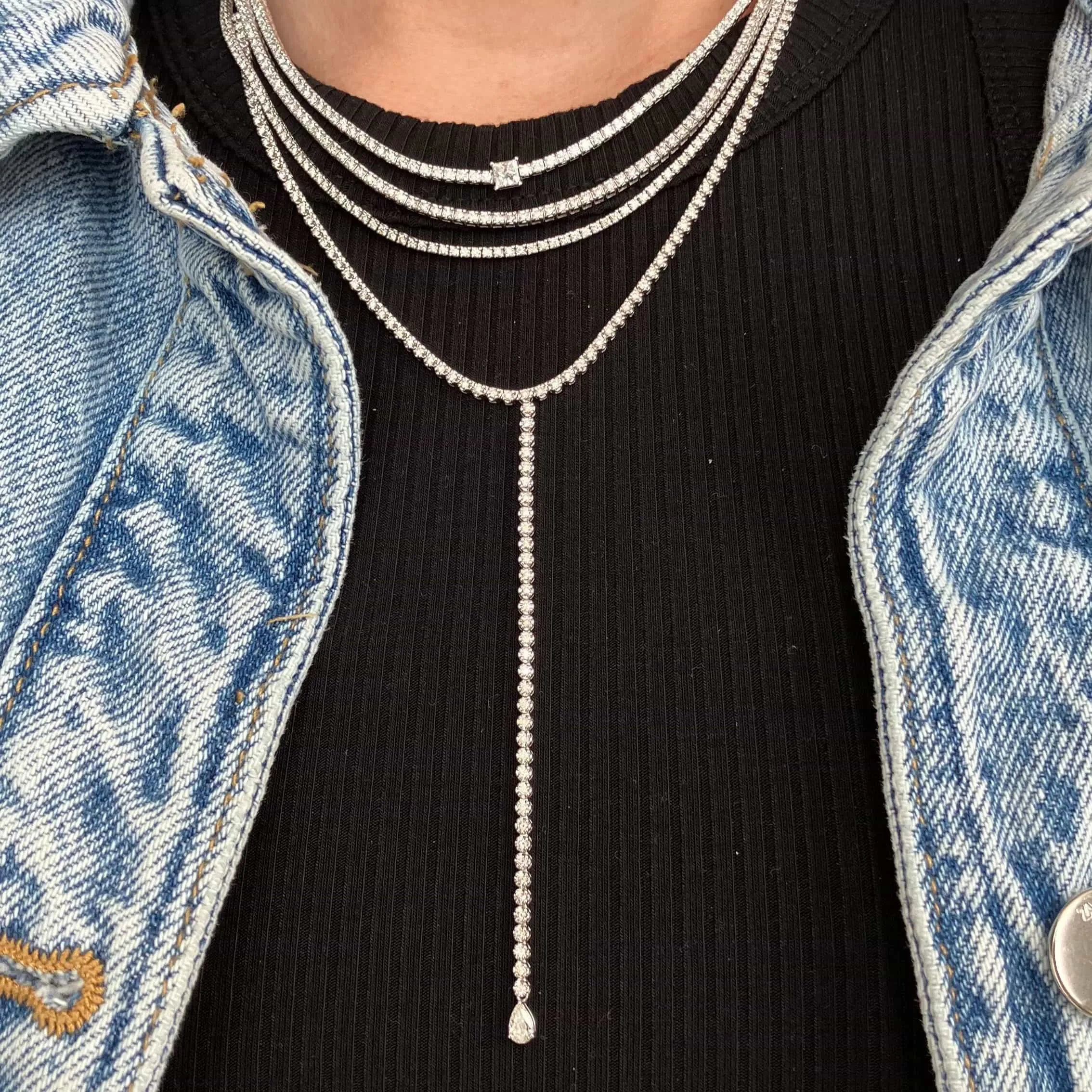 Pear Drop Lariat Tennis Necklace